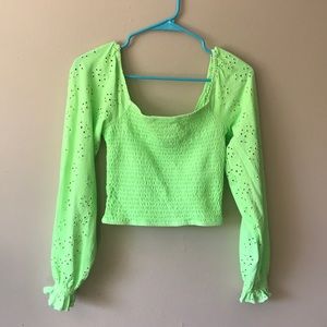 Neon green ruffle top Asos